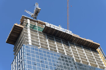 Obraz premium construction site at Concord Sky / Concord Adex located at 391 Yonge St at Gerrard St E, Toronto
