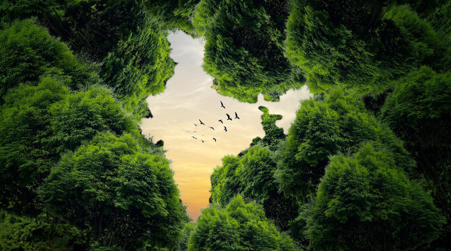 Green India Map concept background. India map created by tress.