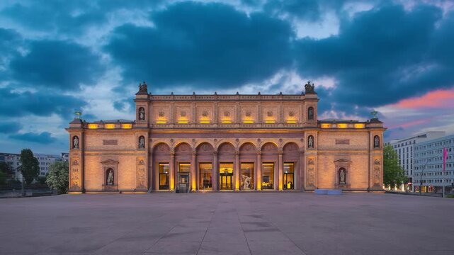 Hamburg, Germany - view of Neo-Renaissance building of Hamburger Kunsthalle built in 1869  (static image with animated sky)