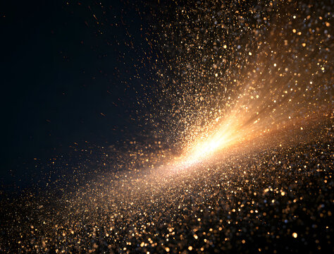 A burst of shimmering golden light, accompanied by tiny sparkly particles, erupted