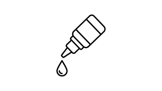 Simple line art icon of an eye drop bottle.