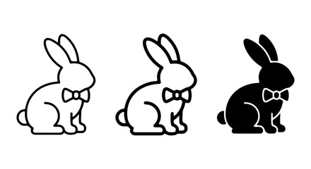 Fototapeta premium Cute Bunny Icons, Simple Rabbit Graphics, Bow Tie Character Set, Vector Illustration