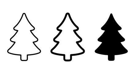 Obraz premium Simple Christmas Tree Icons, Minimalist Evergreen Vector Graphics, Black and White Holiday Symbols