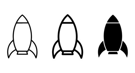 Rocket Ship Icons, Spacecraft Vector Graphics, Launch Symbols, Cosmic Exploration Set © al