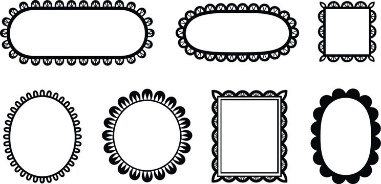 Elegant decorative lace frame collection with vintage ornamental borders vector illustration set for invitation design templates