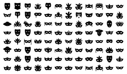 Obraz premium Collection of black venetian carnival masks