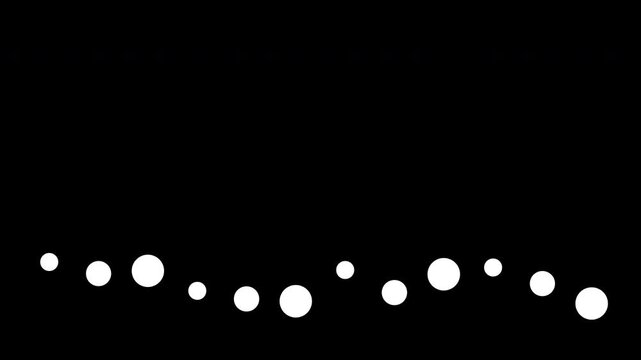 Abstract 2D Animation of White Circles Falling and Accumulating on Black Background