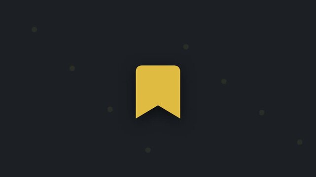 Animated yellow bookmark icon floating with subtle star particles on dark background
