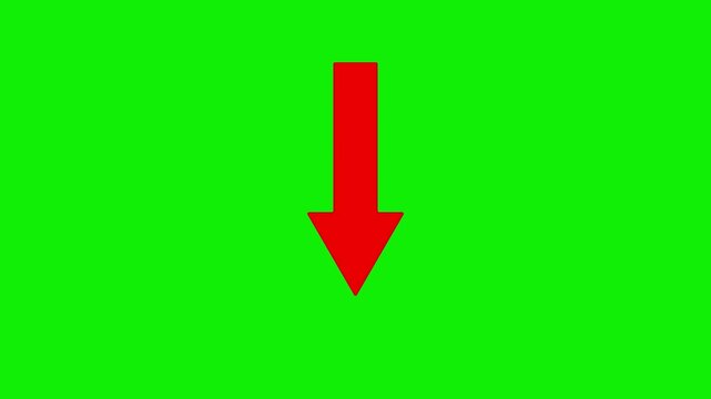 Red arrow pointing downwards against green background for video editing and screen effects.