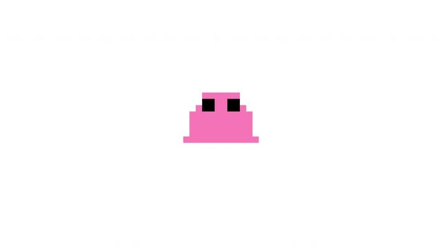 8-Bit Retro Pixel Art Alien Monster Color Changing Loop on White Background