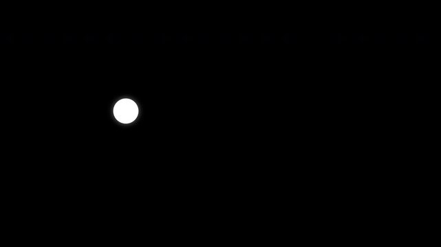 Minimalist White Circle Animation Jumping and Moving on Black Background