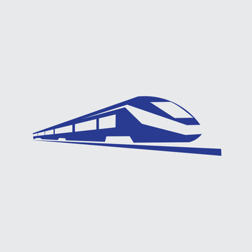 bullet train silhouette on white background