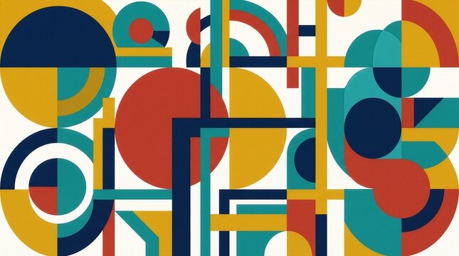 Modern Bauhaus inspired colorful flat geometry