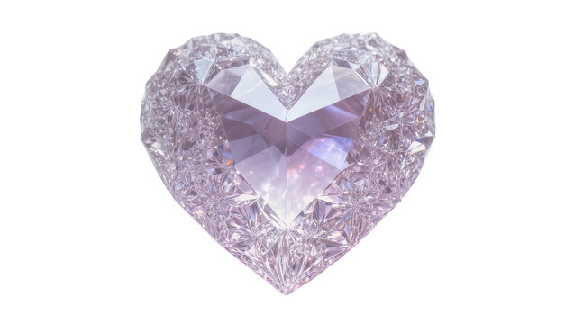 Isolated sparkling crystal heart gemstone with many facets, a beautiful symbol of love and romance