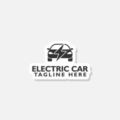 Obraz premium Electric car logo sticker isolated on gray background