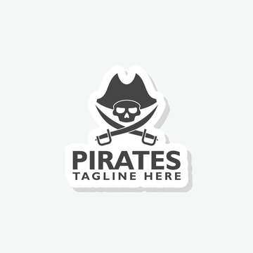 Pirates logo sticker isolated on gray background