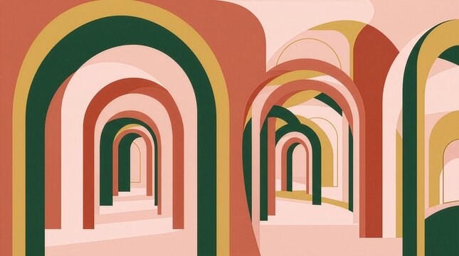 Stylish 2D abstract architectural arch framing