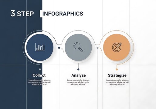 Three step infographic process diagram collection.