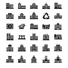 Fototapeta premium Collection of Various Building and Architecture Icons.