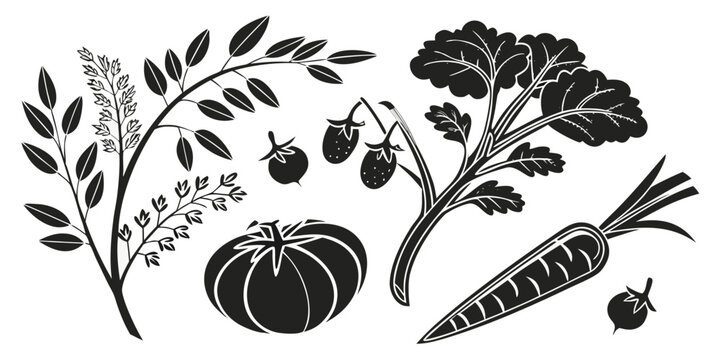 Collection of assorted garden fresh vegetables icons with vegetables broccoli illustration vegetarian nutrition ingredients culinary wholesome