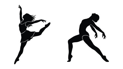 Dancer Silhouettes In Motion Black On White Background © MDKHALILULUR