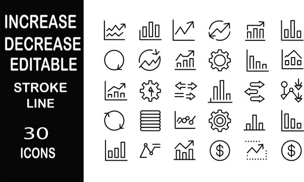 Increase Decrease Editable Stroke Line 30 Icons