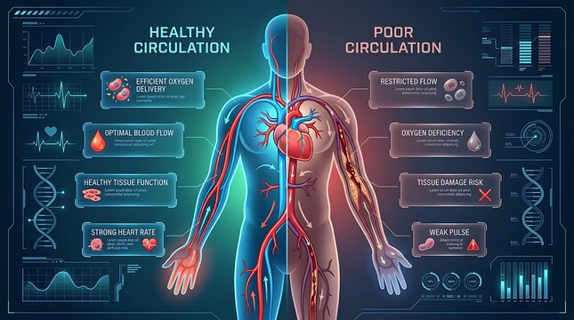 3D medical illustration of human circulatory system.