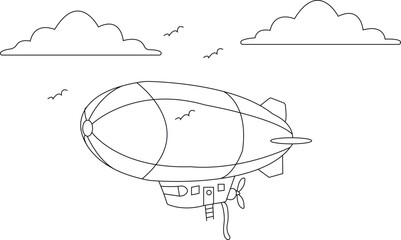 Cute Airship Blimp Coloring Page for Kids © MSTASSFI