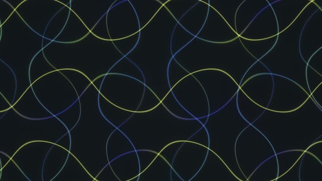 Colorful wave patterns create visual rhythm on a dark background