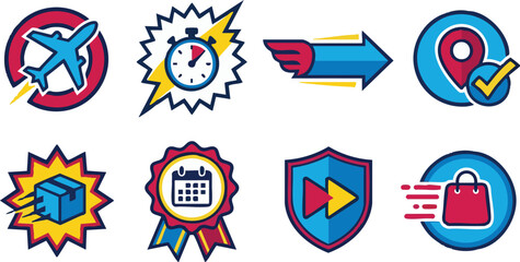 Fototapeta premium Organic Product Quality Labels And Premium Guarantee Badges Flat Color Vector Bundle Set