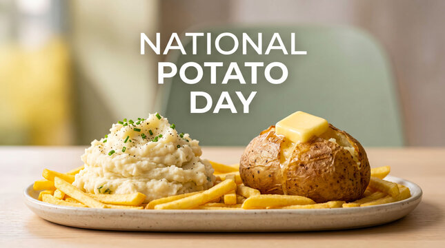 Delicious potato dish with mashed potatoes and roasted potatoes on plate