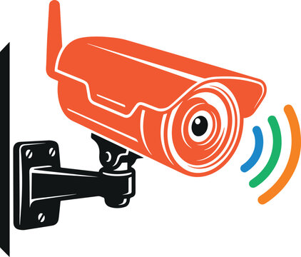 CCTV camera wireless security system mounted on wall, modern video surveillance technology, digital monitoring device for home office protection.