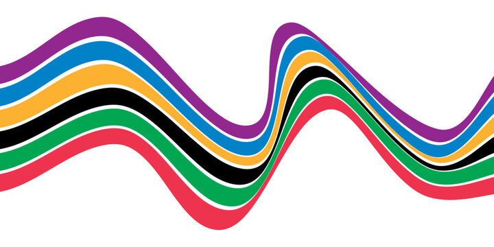 Abstract wavy stripes way of olympic games with colorfull lines. Isolated on white background.