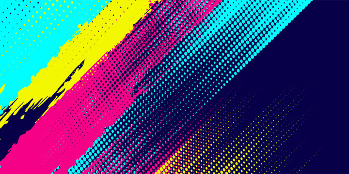 Urban streen colorful fun design background. Grunge halftone effect, modern design. Vector illustration
