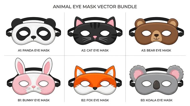 Animal Eye Mask Vector Bundle Set.