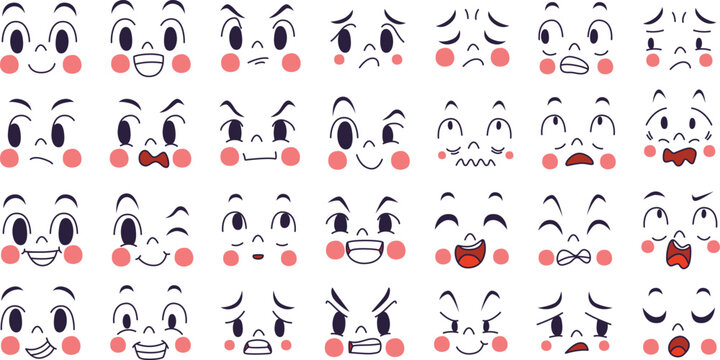 Cute caricature mood expressions graphics collection vector