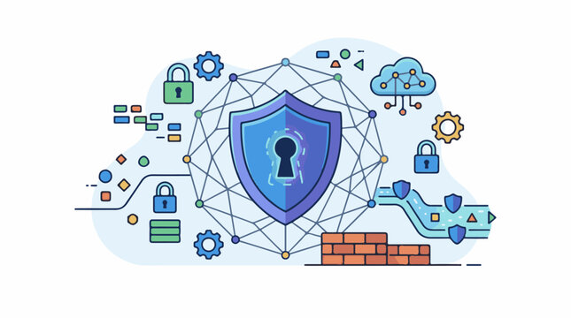 Digital security and network protection with shield and locks