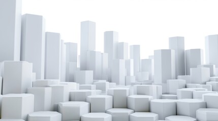 Fototapeta premium White Hexagonal Blocks of Varying Heights Creating a Modern Architectural Landscape in Minimalist Style