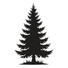 Obraz premium Pine Tree Silhouette Icon, Evergreen Forest Tree Vector Illustration for Nature Design