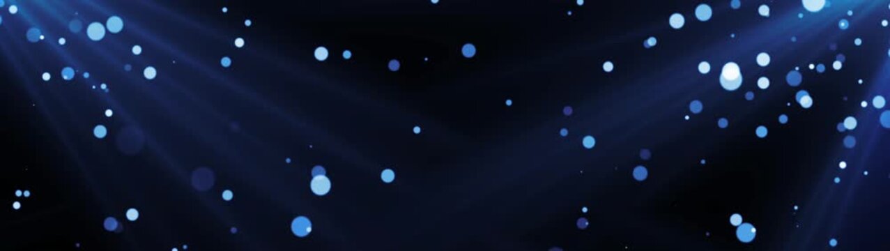 Abstract dark blue background, floating light particles and rays bokeh glow texture, space star bokeh glow texture space star