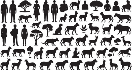 Obraz premium Flat design dog cat silhouette