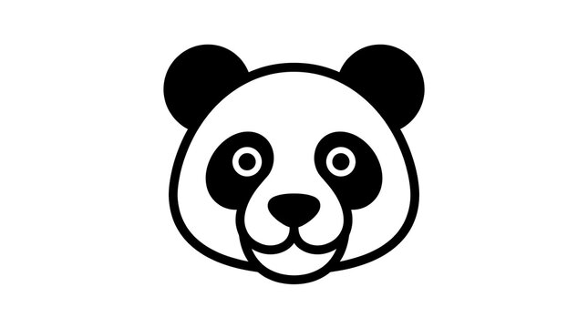 Black and white cartoon panda face illustration.