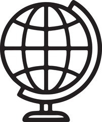 Obraz premium Minimalist outline icon of a world globe on a stand with geography, internationa