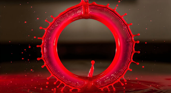 Red glowing ring with abstract digital effect
