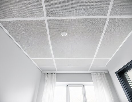 white ceiling tile with grid and textured surface creating clean and bright atmosphere in room