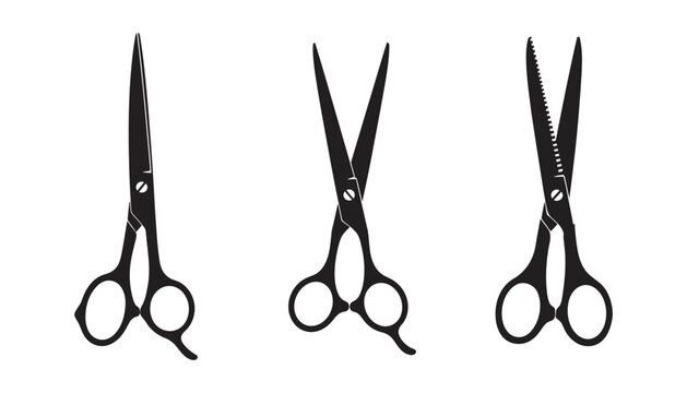 Black tailor scissors set professional cutting tool silhouette