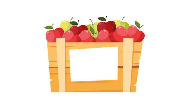 Apple fruit crate wooden box fresh harvest produce with agriculture