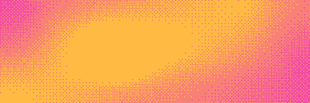 Peach pink pixelated bitmap gradient texture background. Retro pixel art, glitch dither pattern, 8 bit background. Halftone fade duotone border for arcade video game. Vector illustration