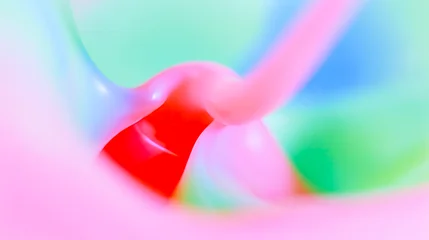 Abstrakter 3D Hintergrund in sanften Pastellfarben mit schimmernden Formen, Blasen und weichen Farbverläufen © shokokoart