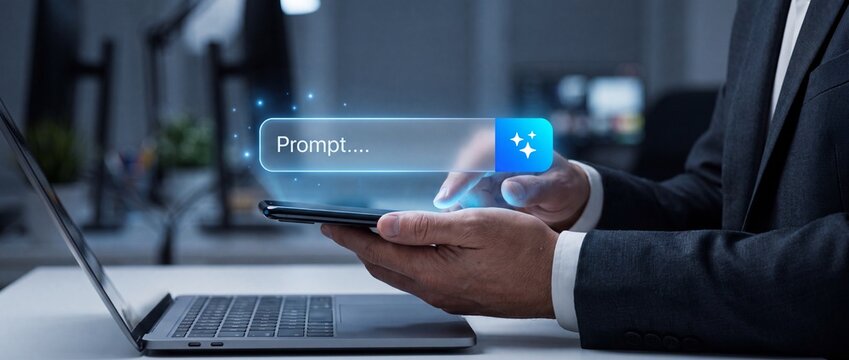 Businessman interacting with smartphone